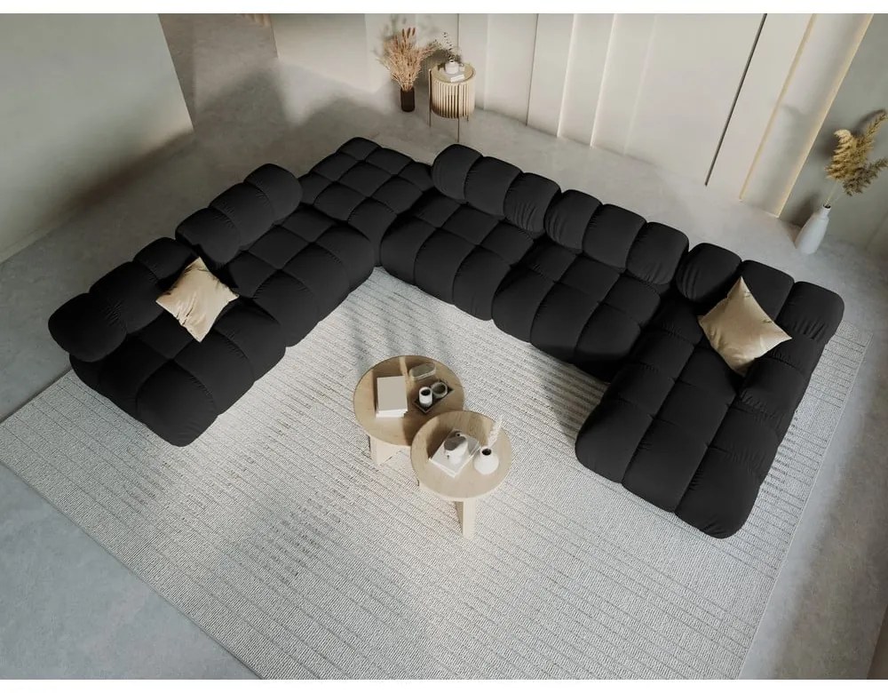 Čierna zamatová pohovka 379 cm Bellis – Micadoni Home