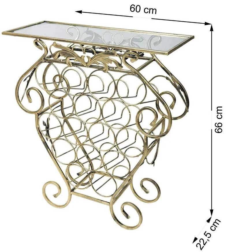 Dekoratívny stojan na 16 fliaš Garth zlatý