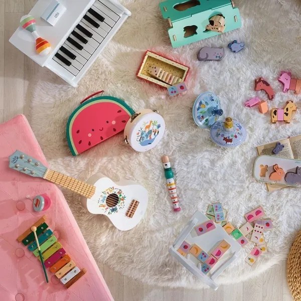 Vilac - Detská drevená gitara Zvieratá sveta Sarah Betz