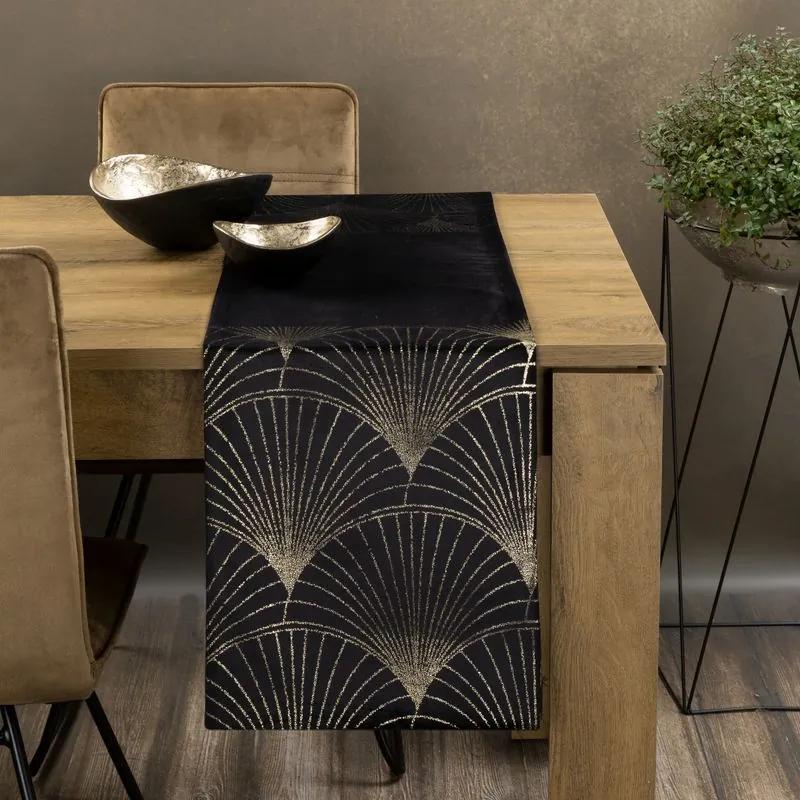 Dekorstudio Elegantný zamatový behúň na stôl BLINK 14 čierny Rozmer behúňa (šírka x dĺžka): 35x180cm