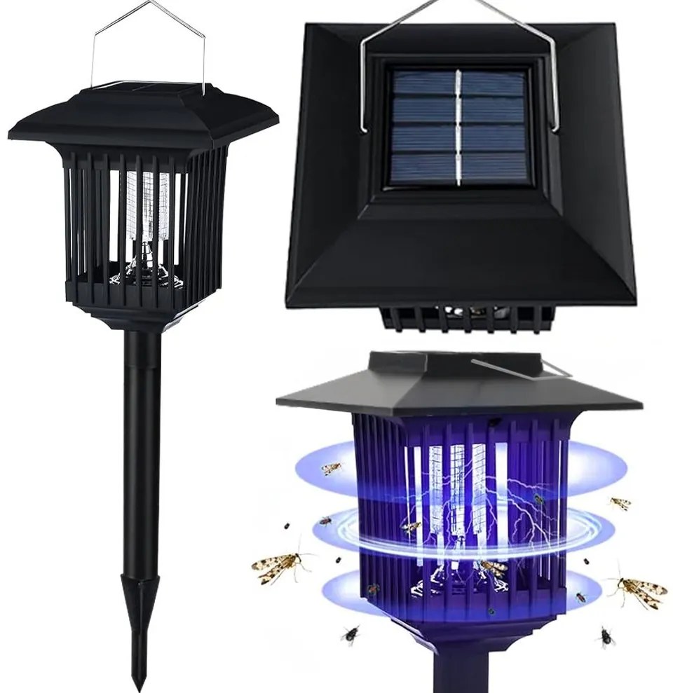 Bluegarden Bluegarden, LED solárna lampa proti hmyzu 15x15x27 cm J-22, čierna, OGR-02107