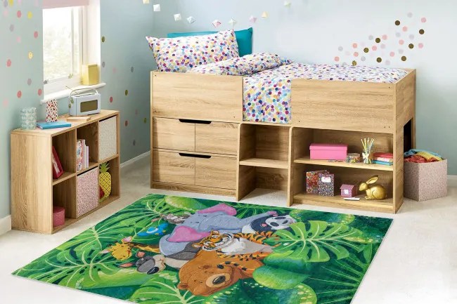 Detský koberec protišmykový BAMBINO 2651 Džungľa, zelený / hnedý