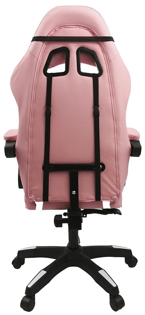 Herní židle SPORT s masážní funkcí KG108 růžovo-bílá