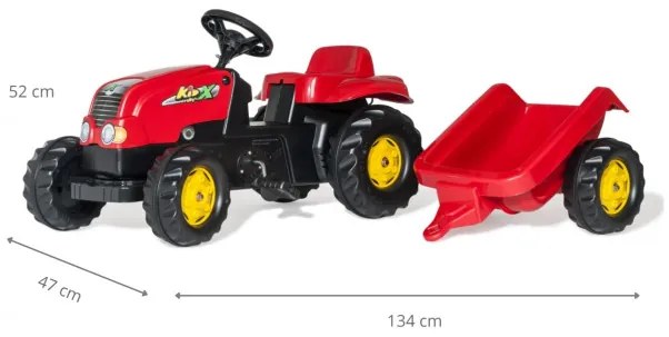 Šlapací traktor s vlečkou Rolly Toys 012121 červený