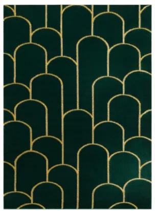 Koberec EMERALD exkluzívny 1021 glamour, styl art deco fľaškovo zelený / zlatý