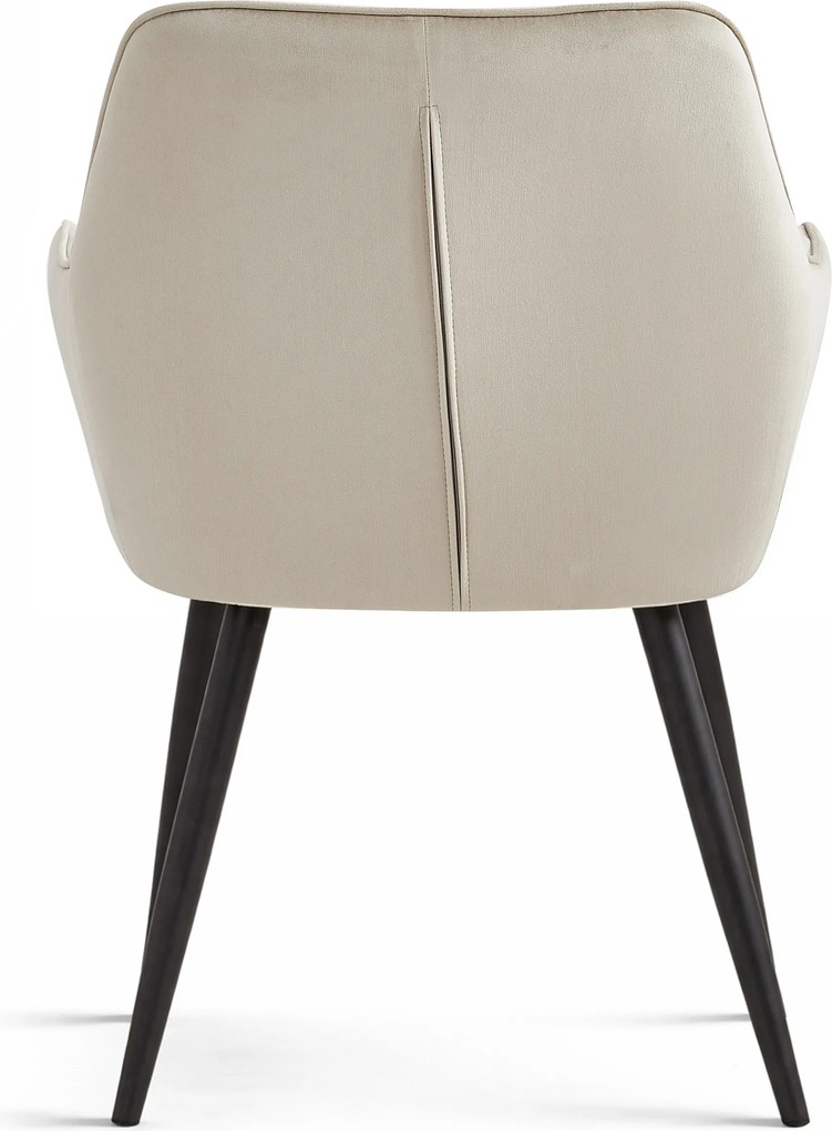 Jedálenské kreslo VARSI VELVET s čiernymi nohami, béžové