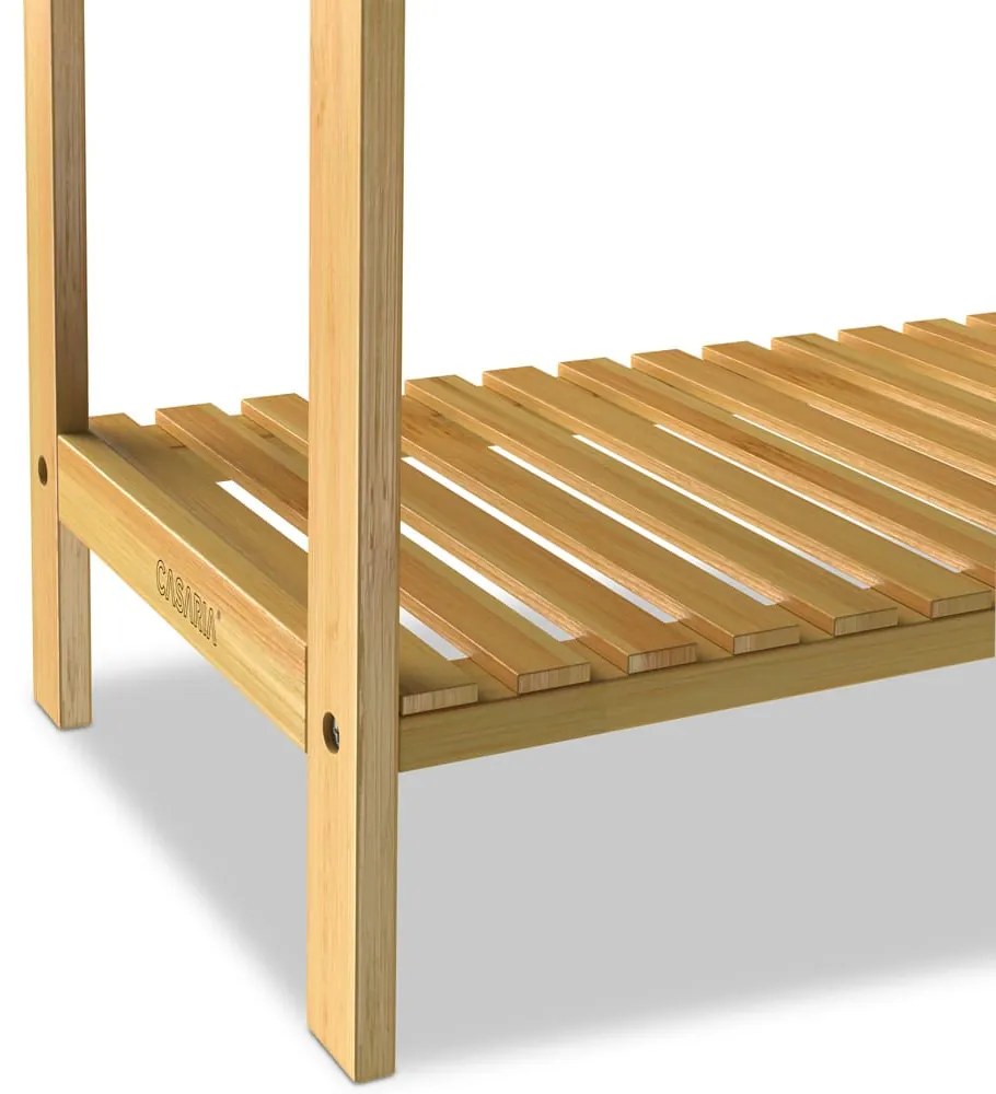 Bambusový stojan na uteráky RUBBY s kovovými tyčami a policou , 51x31x85 cm, hnedá/strieborná Casaria