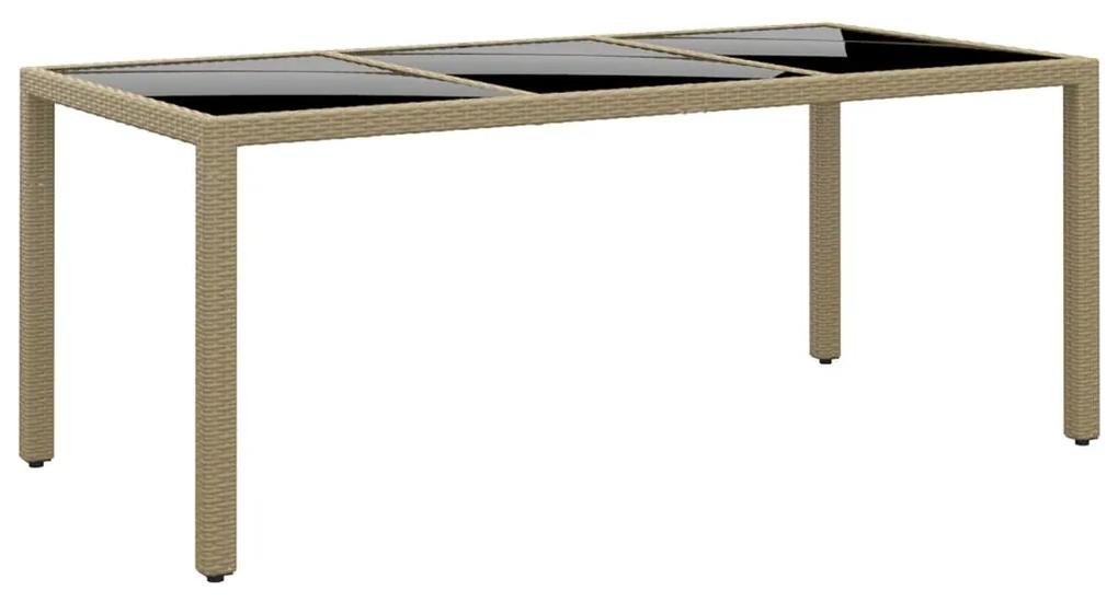 Záhradný stôl 190x90x75 cm tvrdené sklo a polyratan béžový 310582