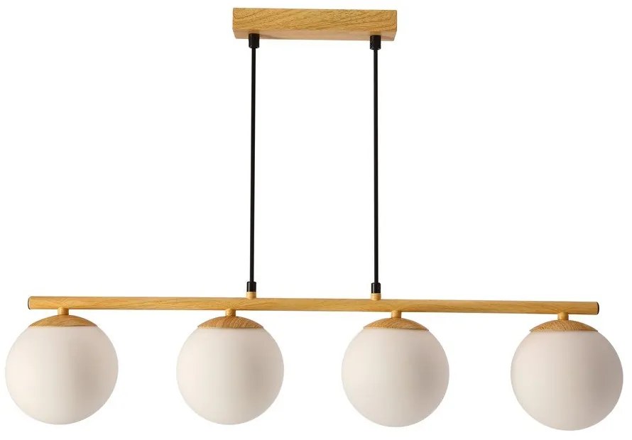 Závesné svietidlo so skleneným tienidlom v bielo-prírodnej farbe Carrine – Candellux Lighting