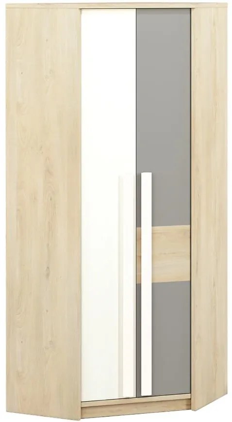 Rohová skriňa  01 Drop Buk Fjord/Biely/Šedá Platina