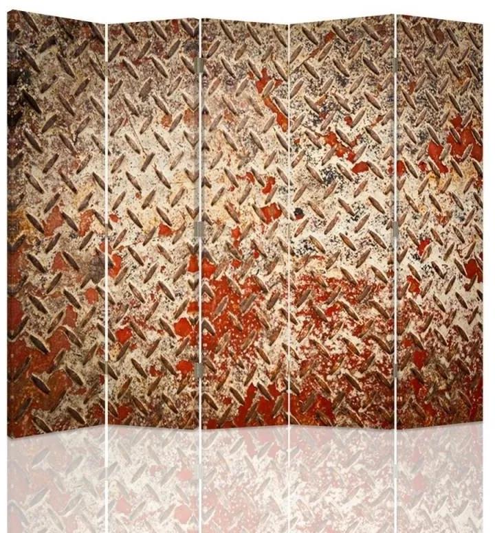 Ozdobný paraván Rezavý plech - 180x170 cm, päťdielny, klasický paraván
