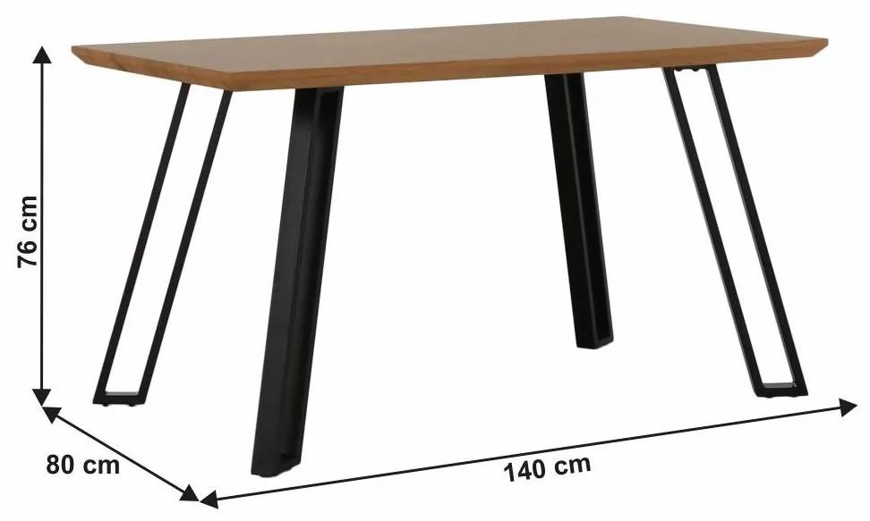 Tempo Kondela Jedálenský stôl, dub/čierna, 140x83 cm, PEDAL