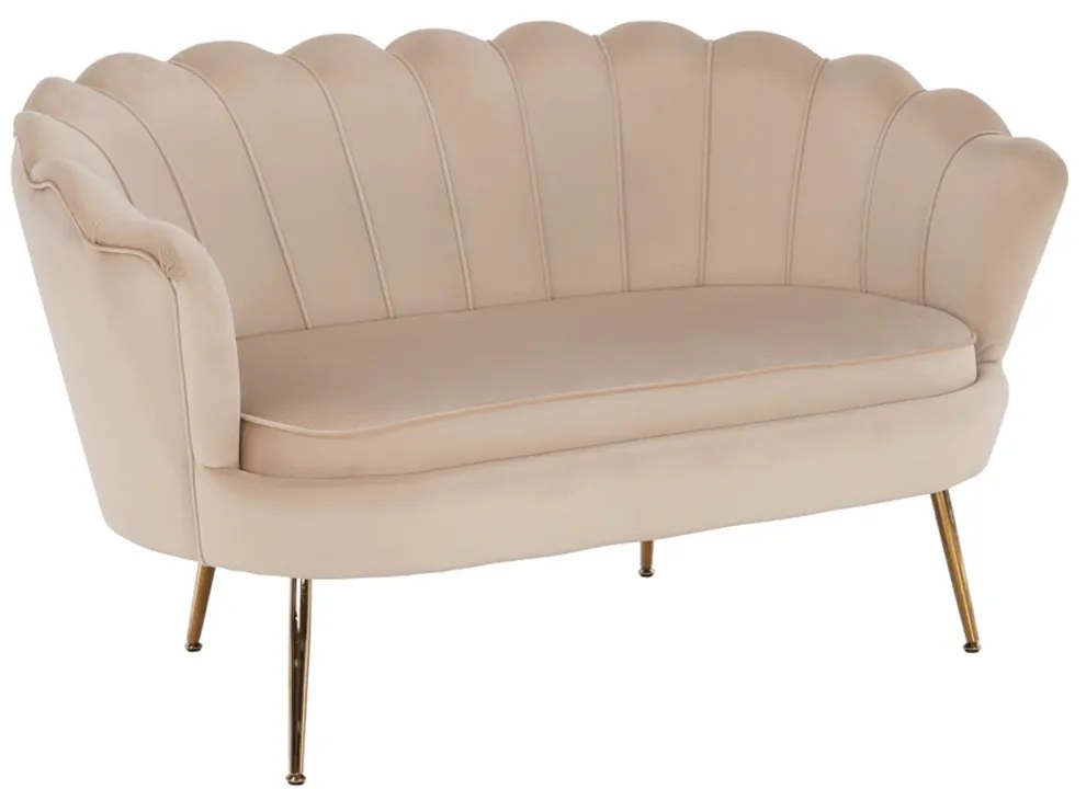 Lavica v štýle Art-deco, béžová Velvet látka/gold chróm-zlatý, NOBLIN