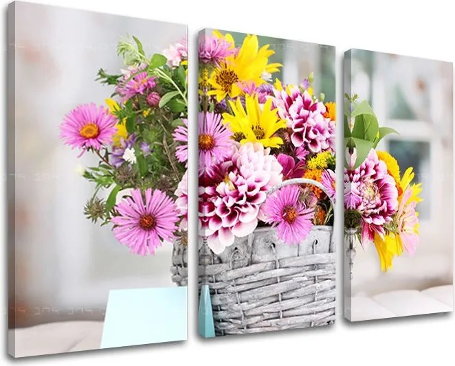 Obraz na stenu 3 dielny KVETY KV030E30 - 120x80 cm