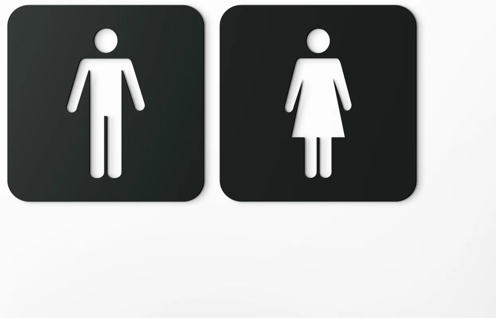 drevko Označenie toaliet - WC ženy, WC muži Rozmer obrazu: 11 x 11 cm, Farba dekorácie: Čierna