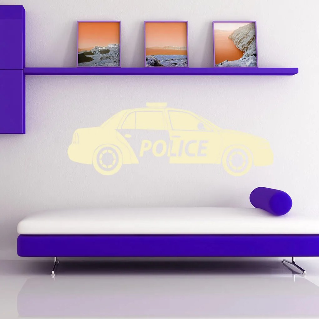 Veselá Stena Samolepka Policajné autíčko Farba: béžová, Veľkosť: 40 x 13 cm