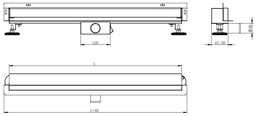 Sprchový žľab do steny MEXEN FLAT WALL 2v1 - zlatý, 1530060