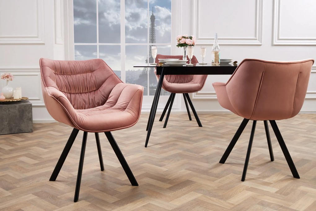 Stolička The Dutch Comfort zamatová staroružová lakťová opierka