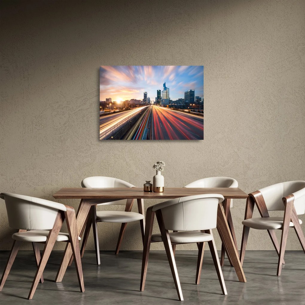 Sklenený obraz - Cesta veľkomesta (70x50 cm)
