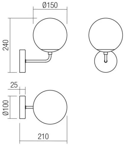 Redo 01-3147 - Nástenné svietidlo BOWLING 1xE27/42W/230V zlatá