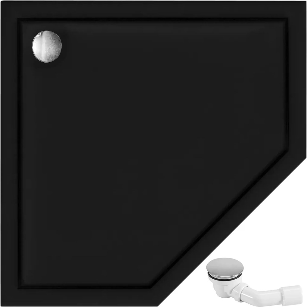 Päťuholníkový sprchový kút REA DIAMOND 90x90 cm, zlatý/transparent + vanička Diamond čierna