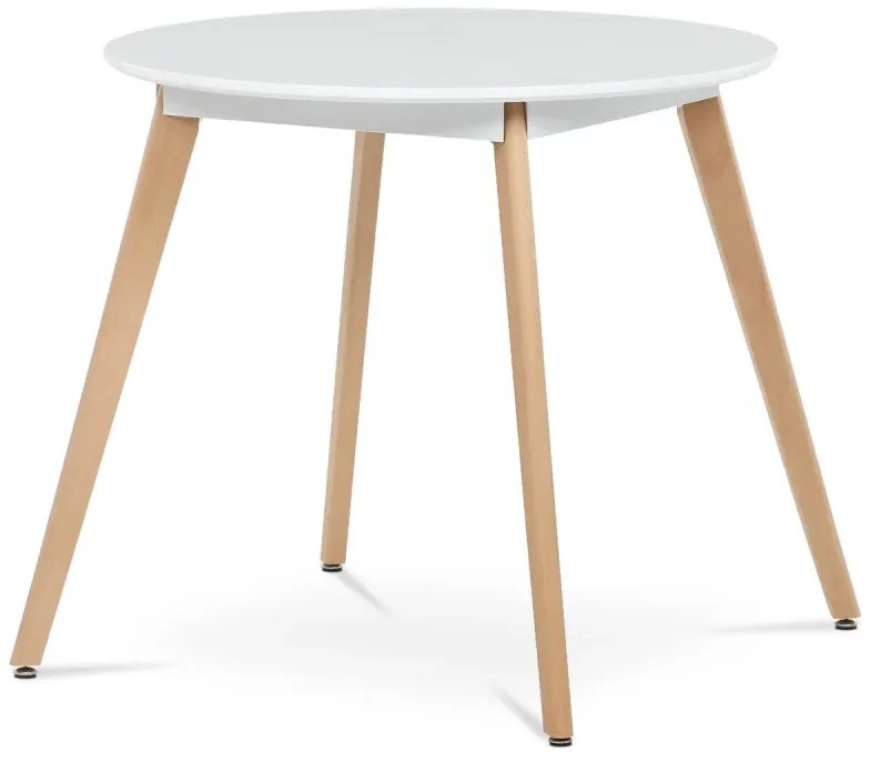 Stůl jídelní, 80x80x73 cm, MDF, masiv / kovová konstrukce, bílá