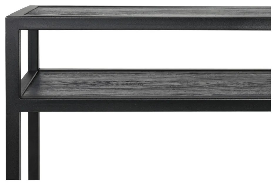 Čierny konzolový stolík s doskou z dubového dreva 30x120 cm Daniël – Spinder Design