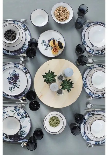 Jedálenská súprava 24 ks biela/modrá/keramika