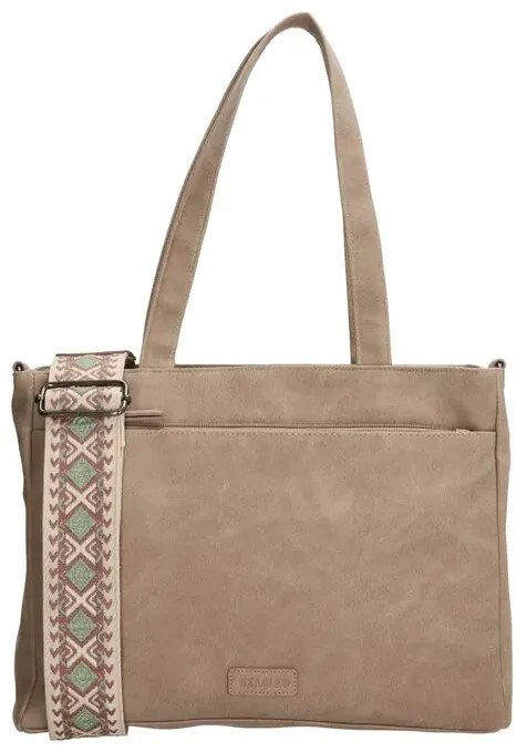 Béžová kabelka na rameno so vzorovaným ramienkom „Malaga“