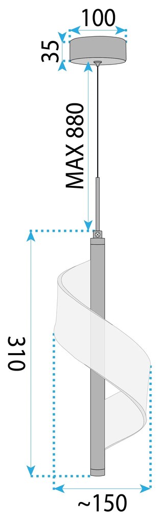 Toolight Toolight, LED stropné svietidlo 110cm, 3.6W, APP1550-CP, zlatá, OSW-05477
