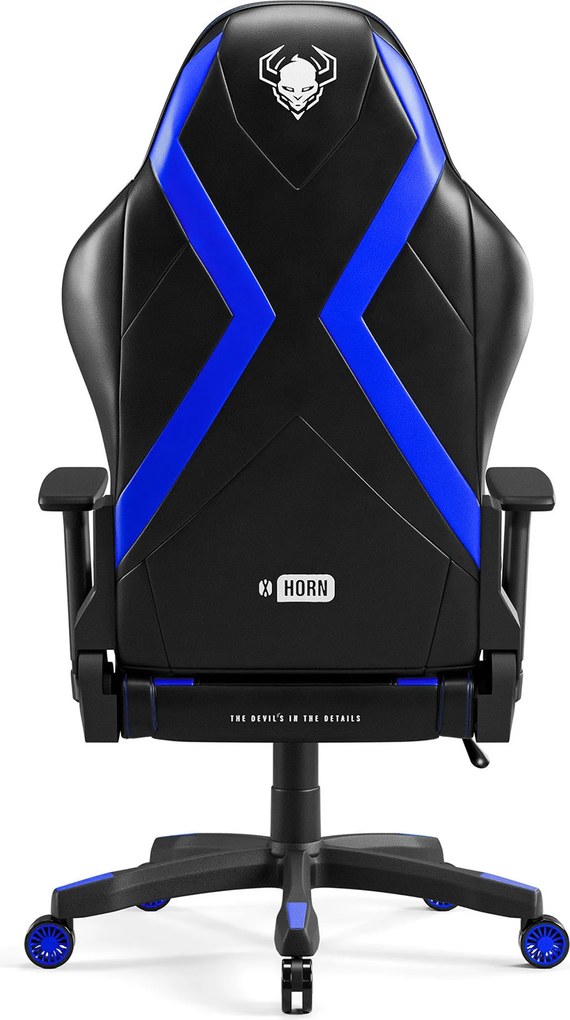 Herné kreslo z eko-kože Normal Size, čierny-modrý: Diablo X-Horn 2.0