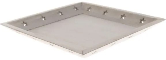 podnos drevený s hviezdičkami štvorcový biely 20×3.5×20cm
