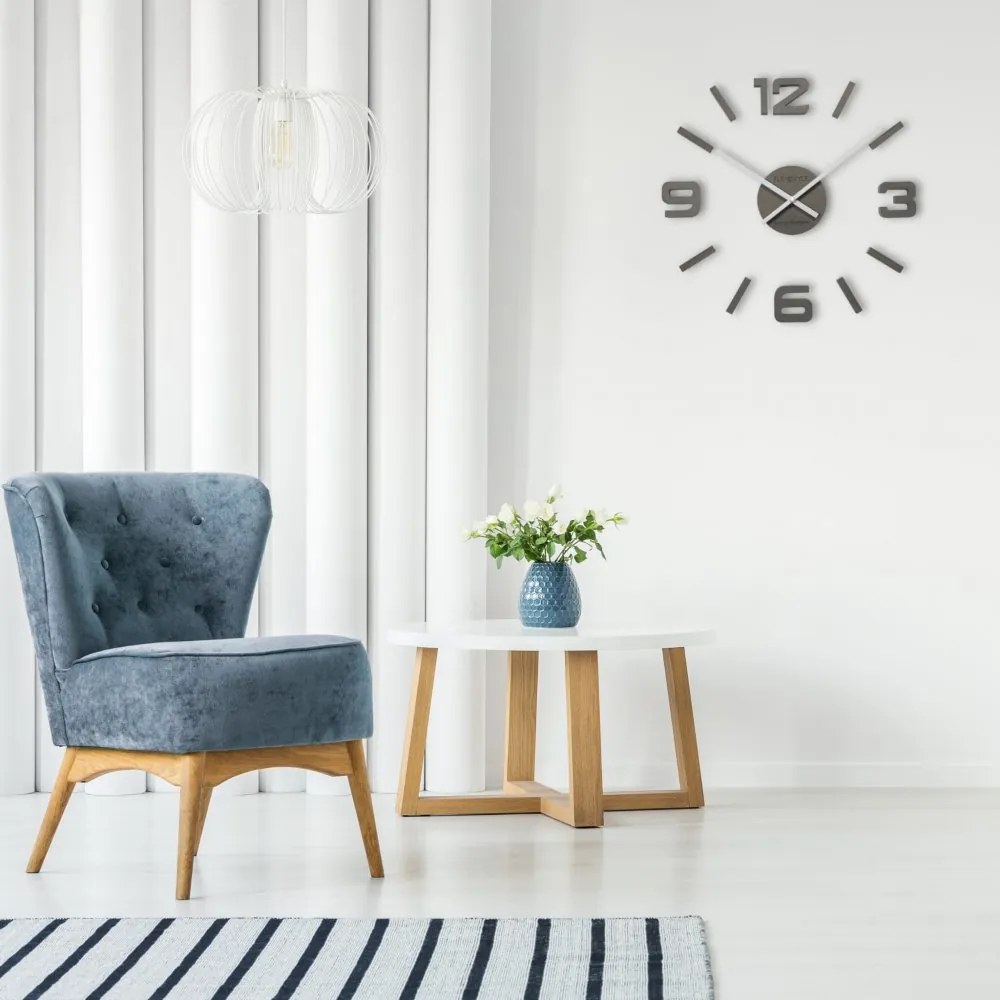 Moderné sivé nalepovacie hodiny 75 cm