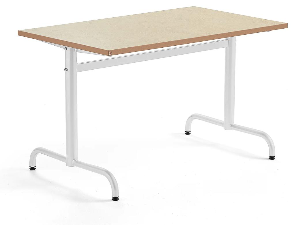 Stôl PLURAL, 1200x700x720 mm, linoleum - béžová, biela