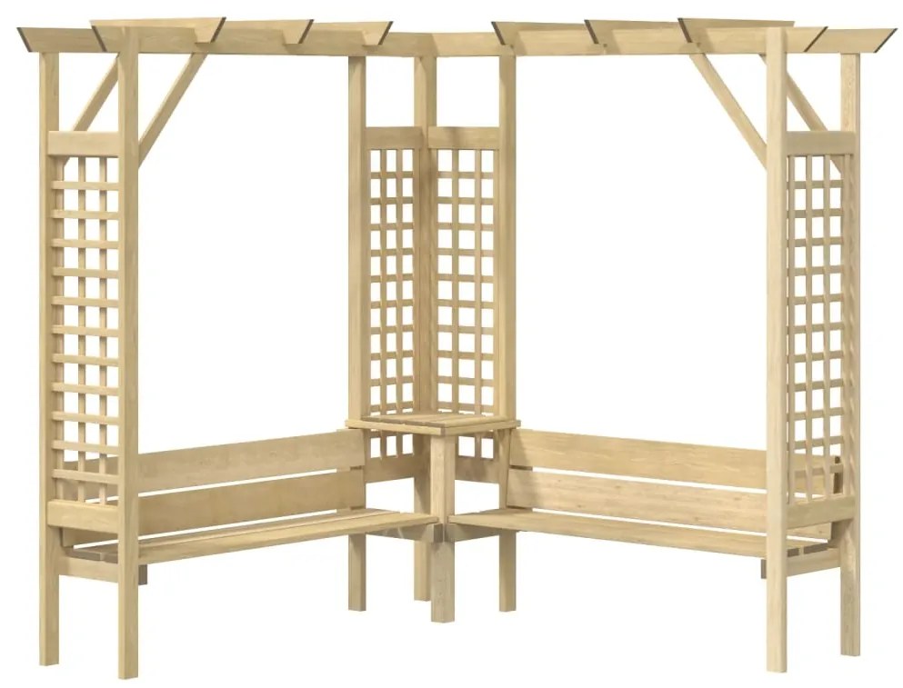 Rohová pergola s lavičkou, impregnovaná borovica