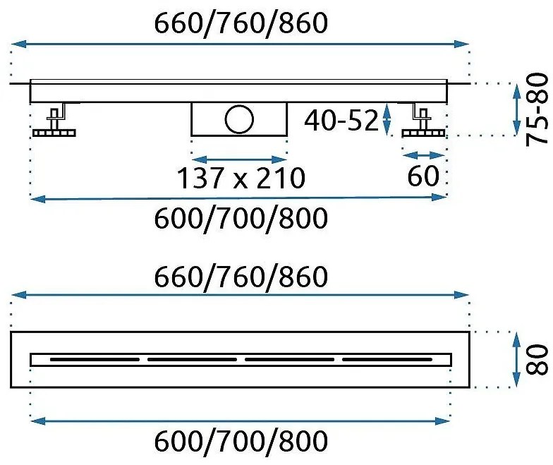Rea Filo, odtokový žľab 60cm, oceľová, KPL-G6800