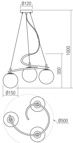 Redo 01-2716 - Luster na lanku VOLLEY 3xE14/28W/230V čierna