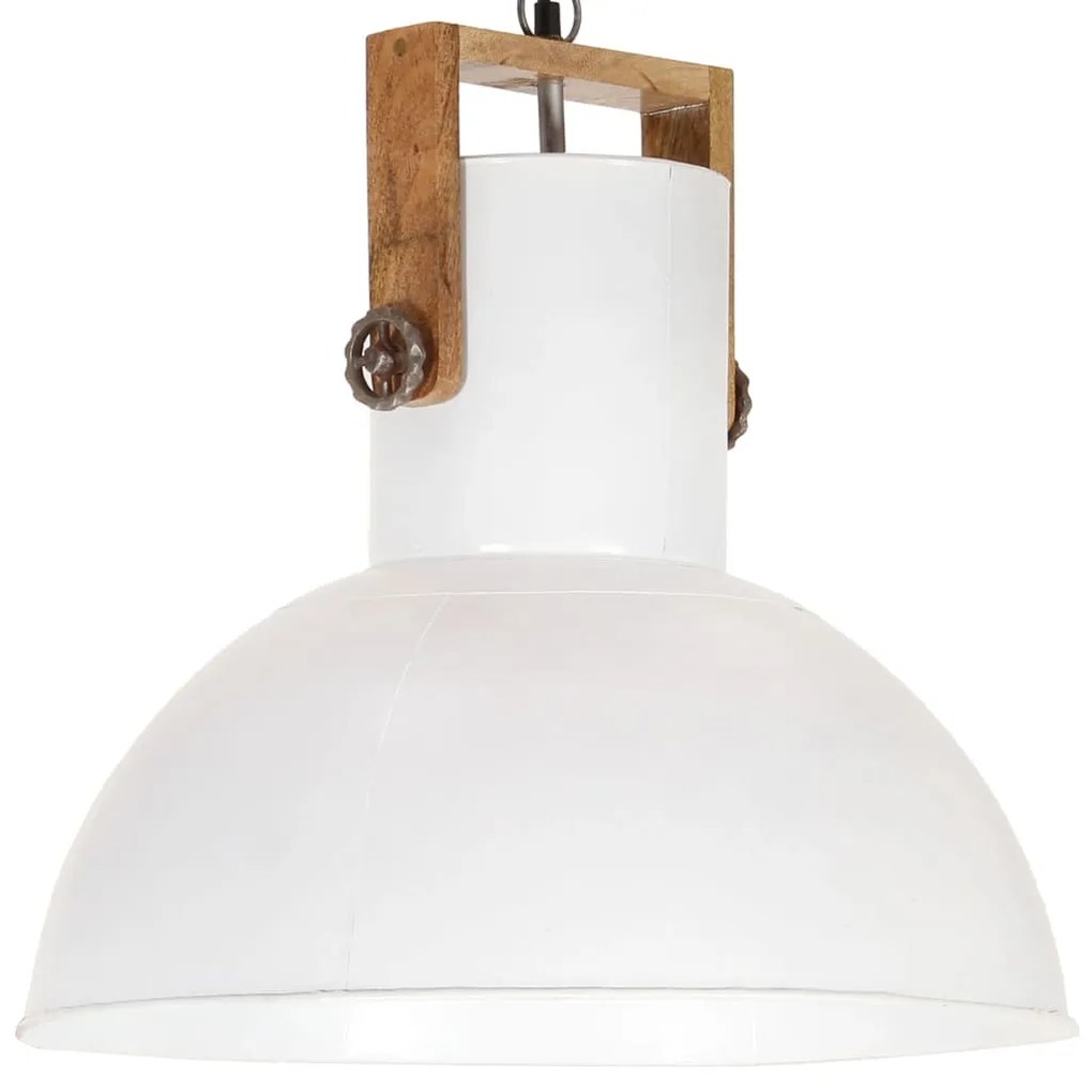 vidaXL Industriálna závesná lampa 25 W biela mangovník 52 cm okrúhla E27
