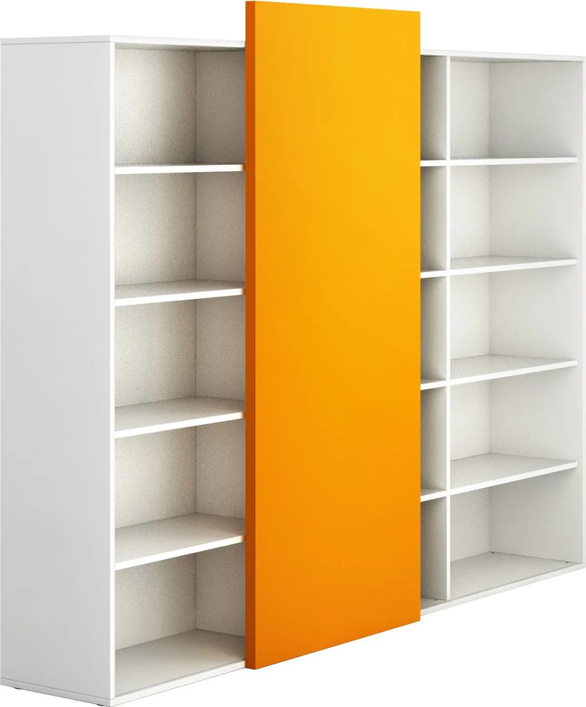 Skriňa vysoká otvorená dlhá White BLOCK, oranžová zasúvacie 1745 2390 400 12 biela oranžová BLOCK