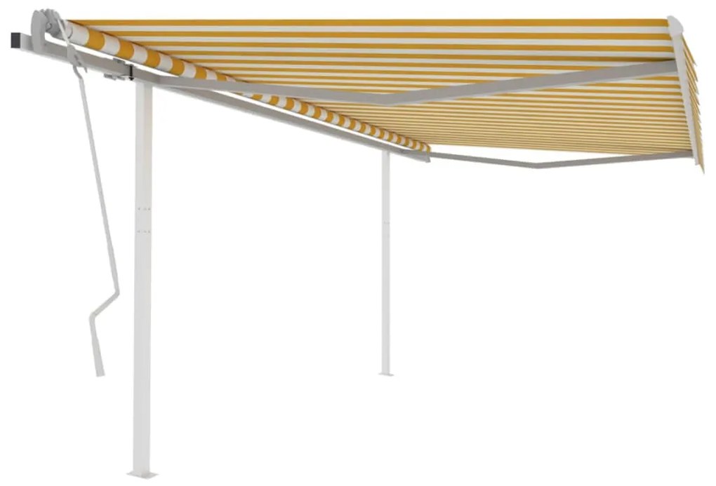 Ručne zaťahovacia markíza so stĺpikmi 4,5x3,5 m žlto-biela