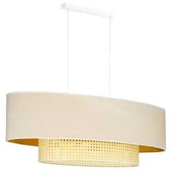 Duolla - Luster na lanku DOUBLE OVAL RATTAN 2xE27/15W/230V krémová/ratan