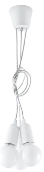 Závesné svietidlo Diego 3, biele telo svietidla