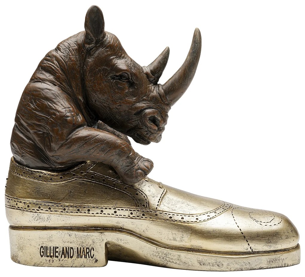 Rhino Shoe Fetish dekoračná soška hnedo-zlatá 28 cm