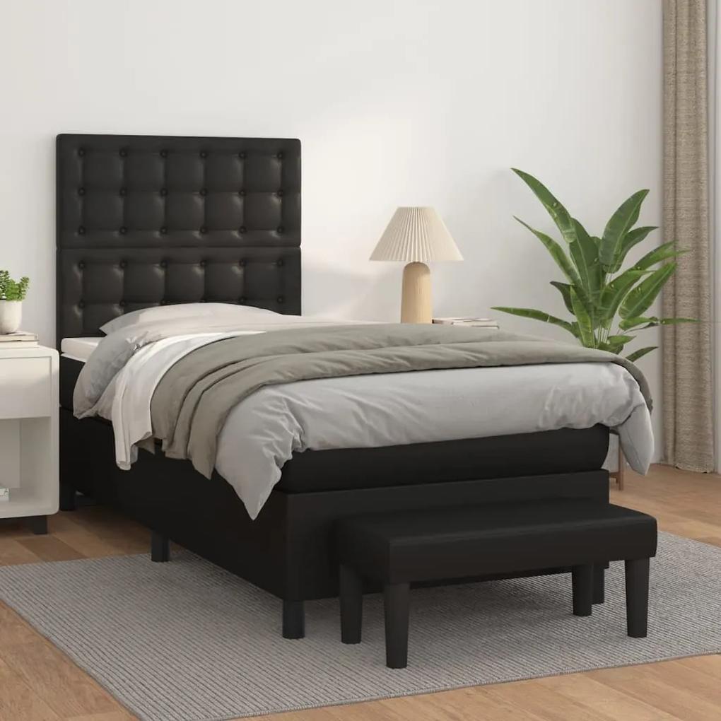 Boxspring posteľ s matracom čierny 90x190 cm umelá koža 3137635