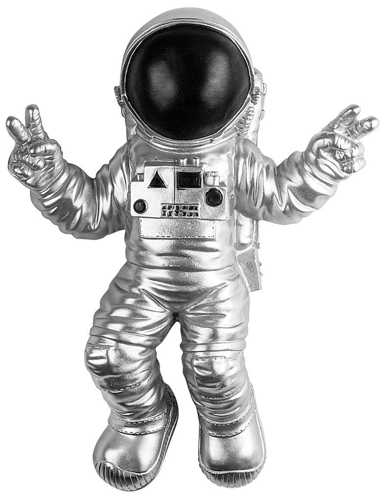 Nástěnná dekorace Astronaut stříbrná/černá