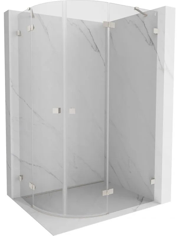 Mexen Lunar, pravý polkruhový sprchový kút 100 x 90 cm, 8mm číre sklo, oceľový profil, 833-100P-090L-97-00