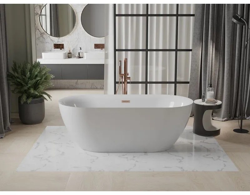 Mexen Roxy, voľne stojaca vaňa 170 x 80 cm, biela, medený prepad, 51201708000-65