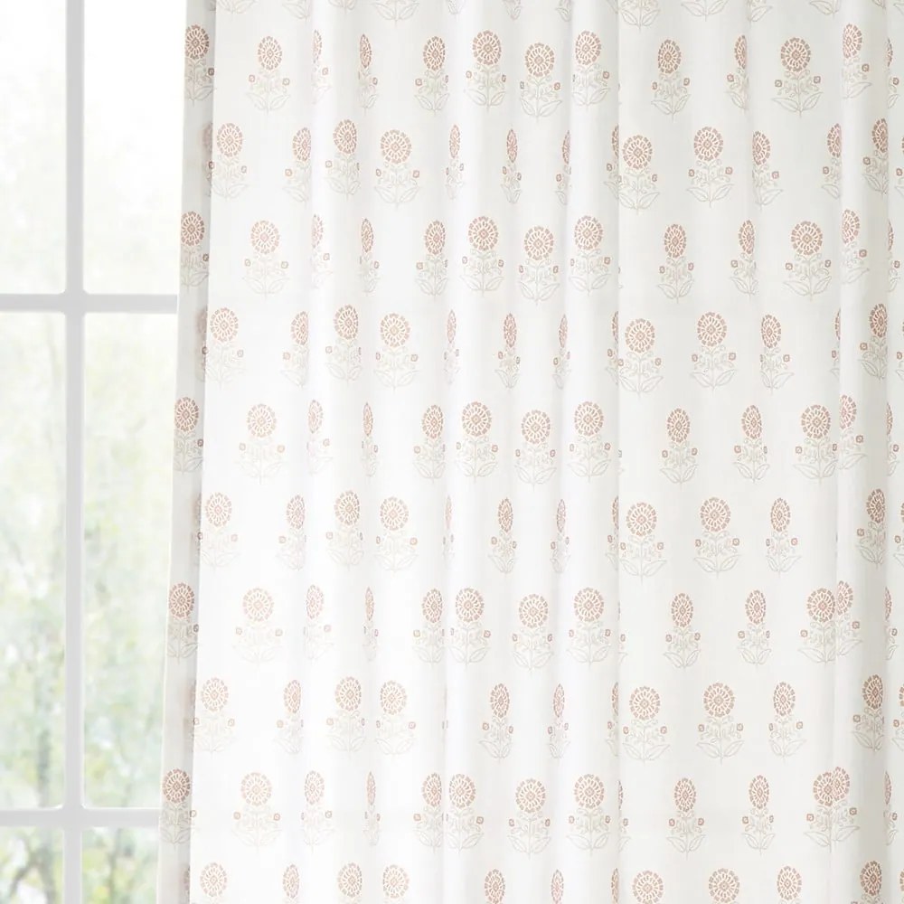 Biela záclona 140x183 cm Woodblock Floral – Pineapple Elephant