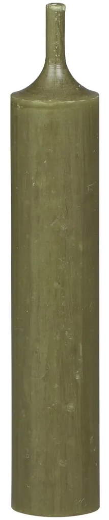 Zelená olivová úzka krátka sviečka Short dinner olive - Ø 2*11cm / 4.5h