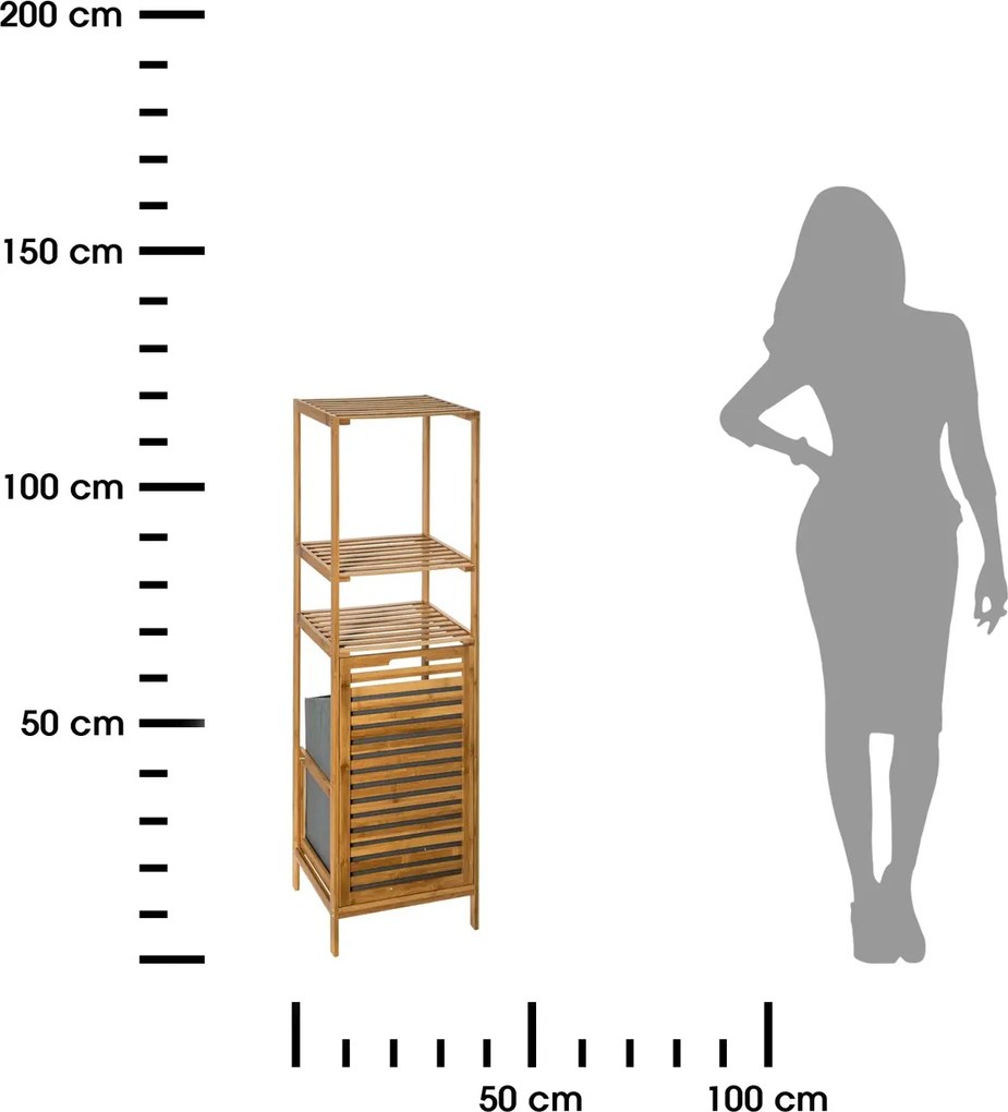 Polička do kúpeľne s košom na bielizeň Dawson, hnedá/sivá